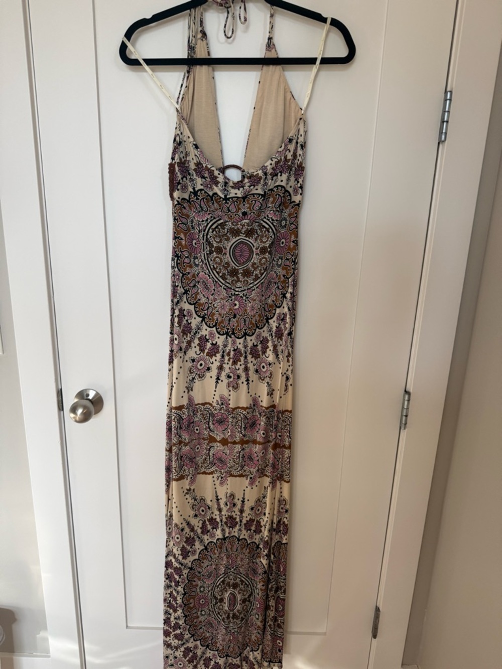 Sky Maxi Dress with Deep-V/Braided Leather Belt SZ M $270 - Picture 6 of 7